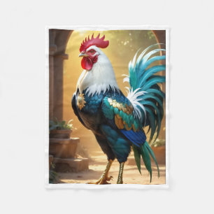 Colorful Majestic Rooster Farm Art Throw Blanket