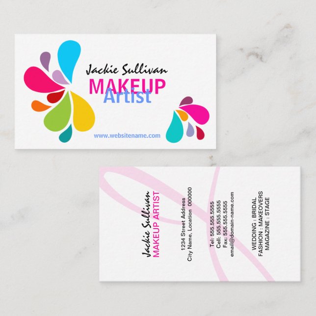 Colorful Makeup Artist Business Card (Front/Back)