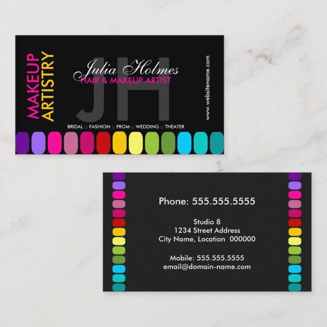 Colorful Makeup Artist Business Card (Front/Back)
