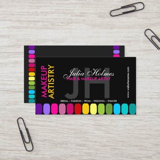 Customizable Colorful Makeup Artist Business Cards