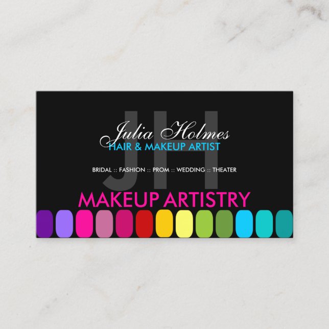 Colorful Makeup Artist Business Card (Front)