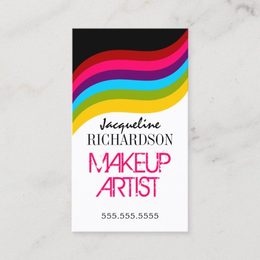 Customizable Colorful Makeup Artist Business Cards