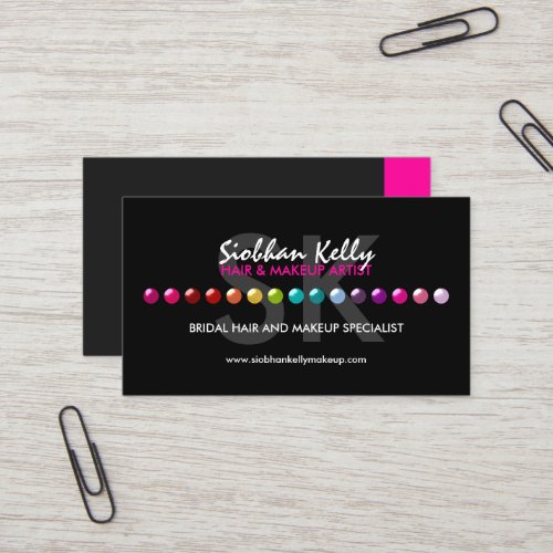 Colorful Makeup Artist Monogram Business Cards