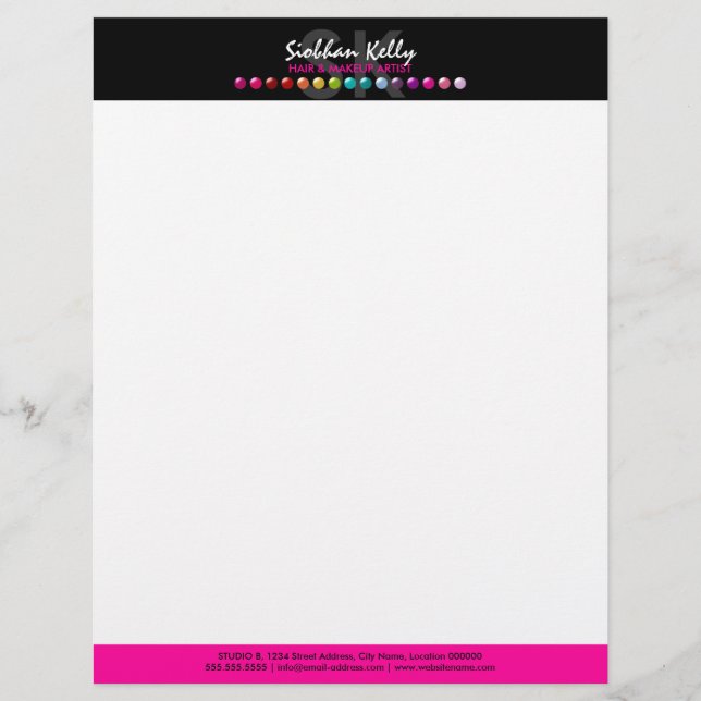 Colorful Makeup Artist Monogram Letterhead (Front)
