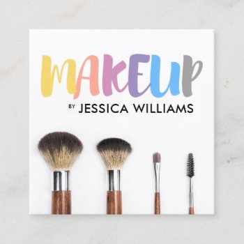 Colorful Makeup Artist Square Business Card by J32Design at Zazzle