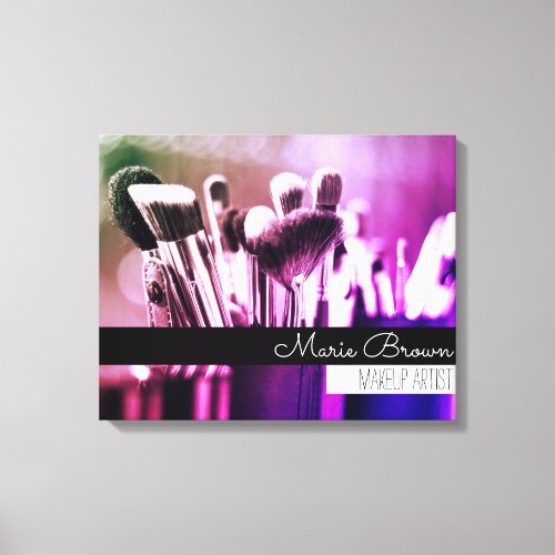 Colorful Makeup Brushes with Custom Name Canvas Print