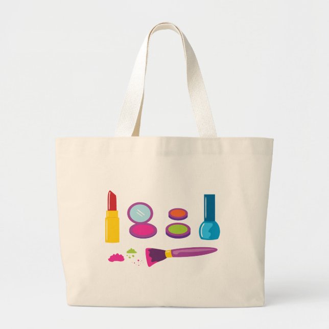 Colorful Makeup Large Tote Bag (Front)