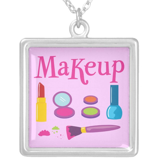 Colorful Makeup Silver Plated Necklace (Front)