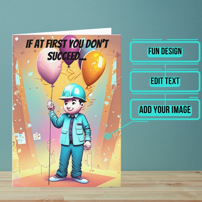 Colorful Male Engineer Birthday Card (This lovely card is specifically for the engineer friend or family member in your life. )