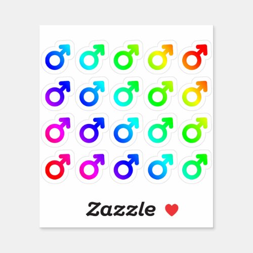 Colorful Male Gender Symbols Tiny Rainbow Pride  Sticker