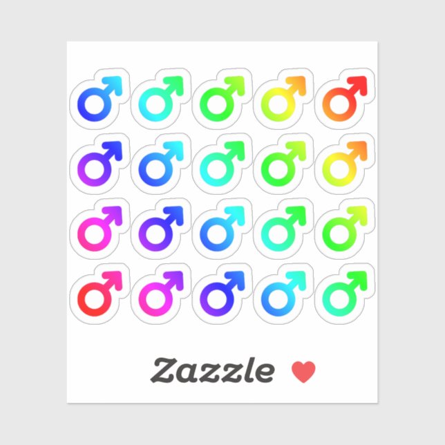 Colorful Male Gender Symbols Tiny Rainbow Pride  Sticker (Sheet)