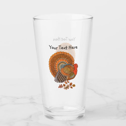 Colorful Male Turkey Fanned Tail Autumn Leaves Glass