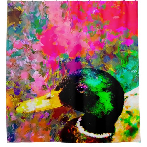 Colorful Mallard duck  Duck Pattern Throw Blanket Shower Curtain