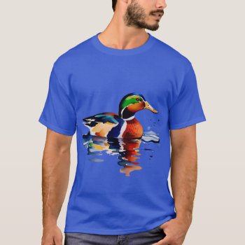 Colorful Mallard Duck Water Color Style Art T-shirt by naturesmiles at Zazzle