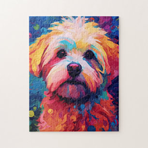 Colorful Maltese dog art Jigsaw Puzzle