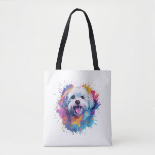 Colorful Maltese Splash Art Dog T-Shirt Classic T- Tote Bag