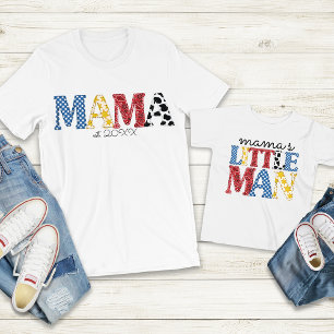 Colorful Mama Est Date Country Mom Son Matching T-Shirt