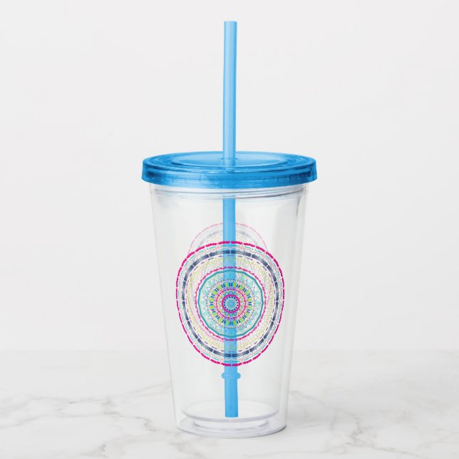 colorful mandala acrylic tumbler (Front)