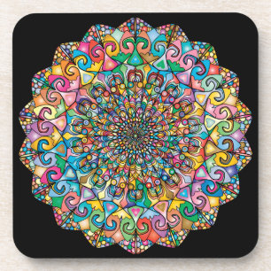 Colorful Mandala Art Beverage Coaster