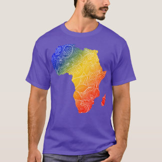 Colorful mandala art map of Africa with text in bl T-Shirt