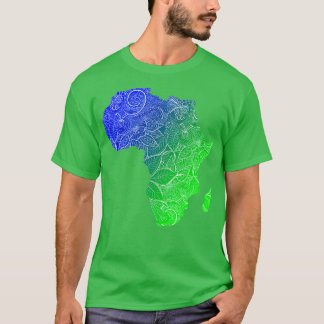 Colorful mandala art map of Africa with text in bl T-Shirt