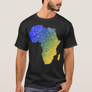 Colorful mandala art map of Africa with text in bl T-Shirt