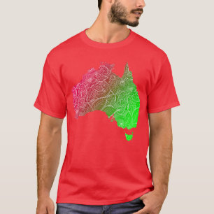 Colorful mandala art map of Australia with text in T-Shirt