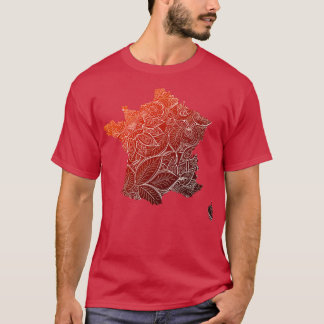 Colorful mandala art map of France with text in br T-Shirt