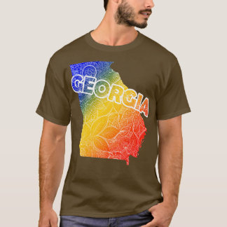 Colorful mandala art map of Georgia with text in b T-Shirt