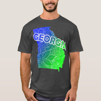 Colorful mandala art map of Georgia with text in b T-Shirt