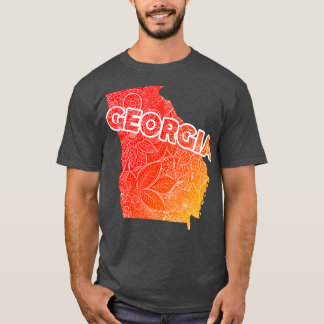 Colorful mandala art map of Georgia with text in r T-Shirt