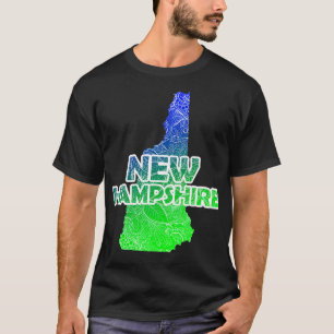 Colorful mandala art map of New Hampshire with tex T-Shirt