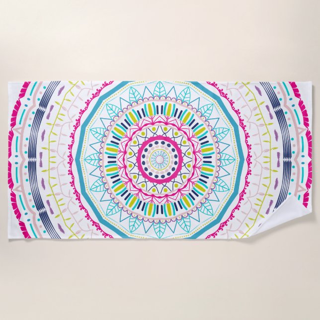 colorful mandala beach towel (Front)