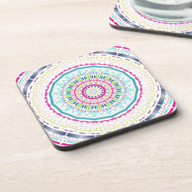 colorful mandala beverage coaster (Left Side)