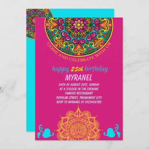 Colorful Mandala Birthday Invitation
