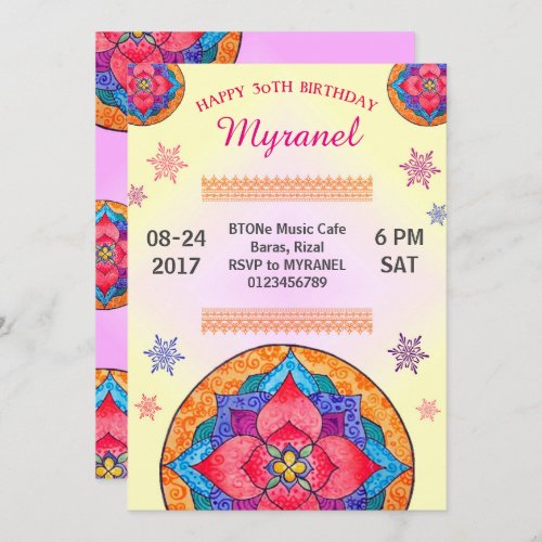 Colorful Mandala Birthday Invitation