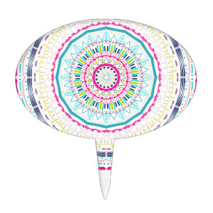 colorful mandala cake topper