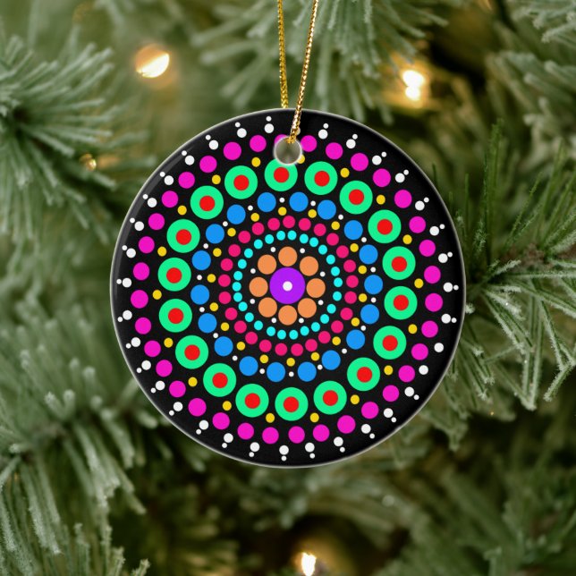 Colorful mandala ceramic ornament (Tree)