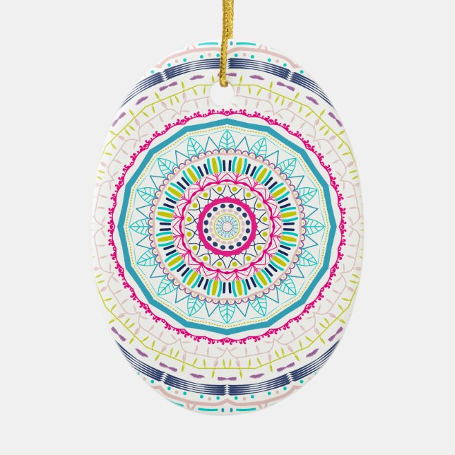 colorful mandala ceramic ornament (Front)