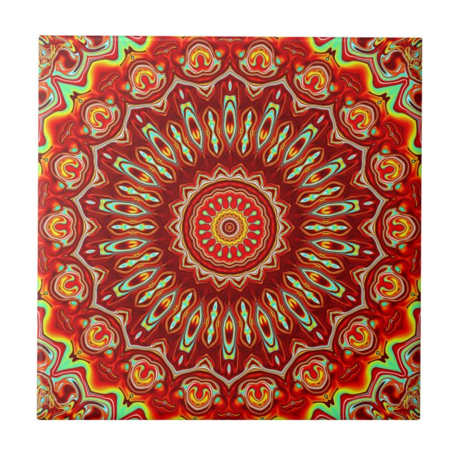 colorful mandala ceramic tile (Front)