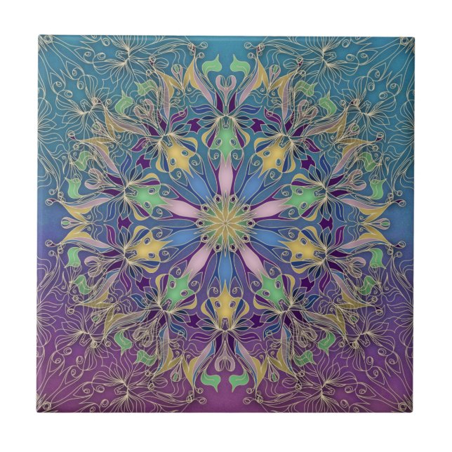 Colorful Mandala Ceramic Tile (Front)
