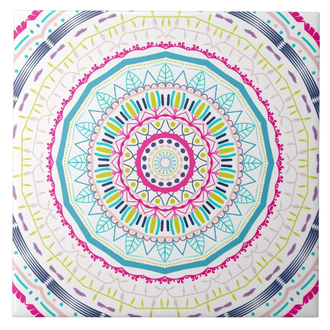 colorful mandala ceramic tile (Front)