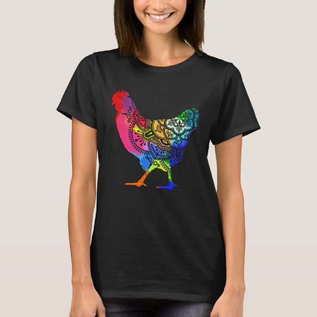 Colorful Mandala Chicken Farmer T-Shirt (Front)