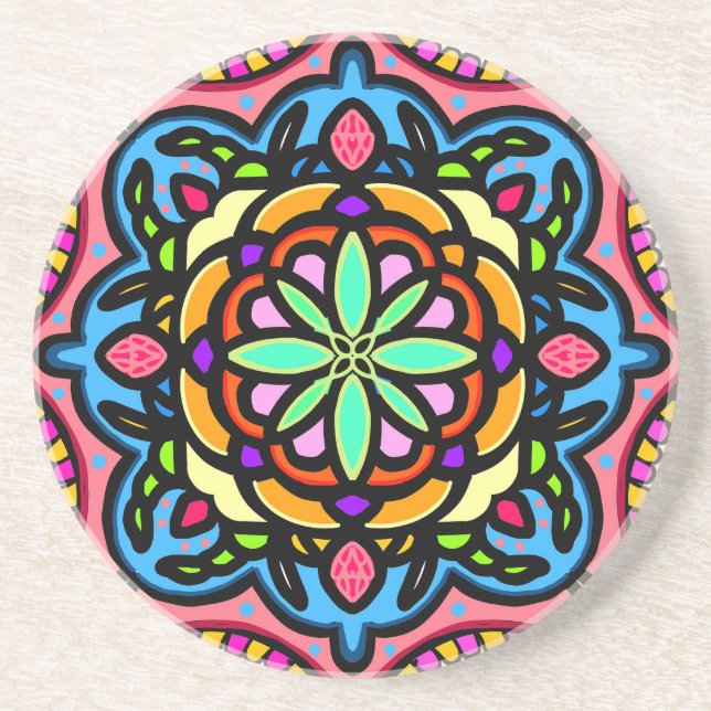 Colorful mandala coaster (Front)