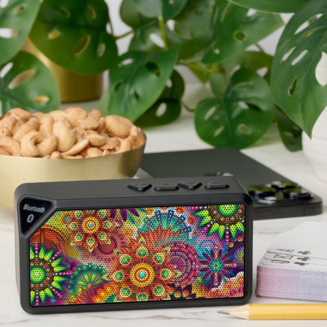 Colorful Mandala Collage Boho Bluetooth Speaker (Insitu(Table))