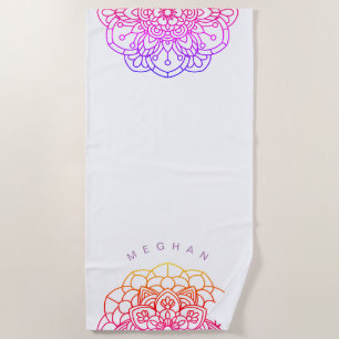 colorful mandala cute monogram beach towel