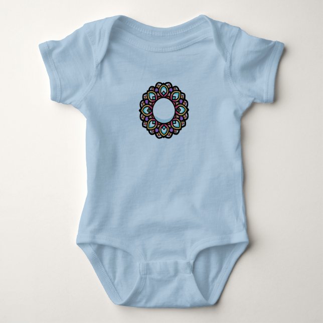 Colorful Mandala Design Baby Bodysuit (Front)