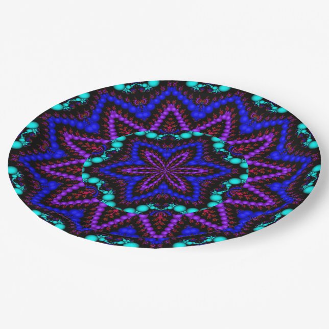 Colorful Mandala Design Paper Plates (Angled)