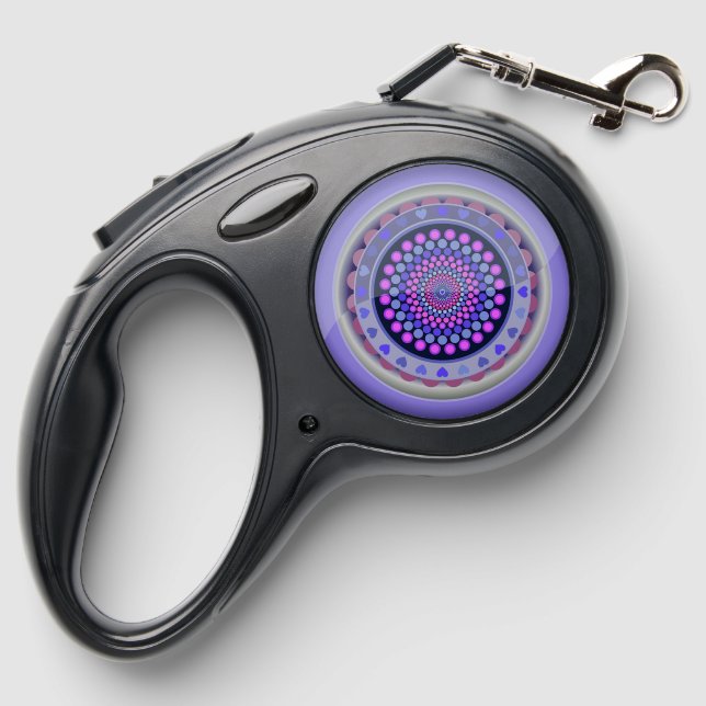 Colorful Mandala Design Retractable Dog Leash (Back)
