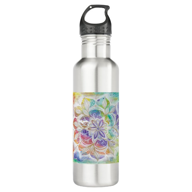 colorful Mandala design Stainless Steel Water Bottle (Front)